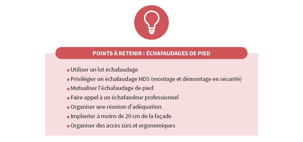 Liste des points à retenir : échafaudages de pied - @Cramif