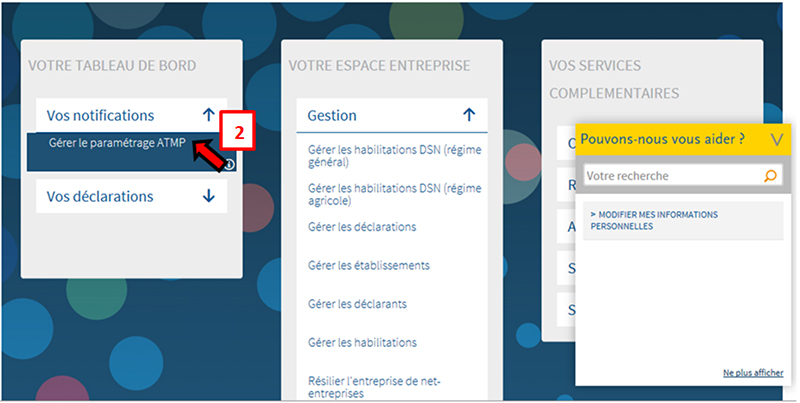 Net-entreprises.fr - Portail des déclarations sociales en ligne : inscription à la dématérialisation de la notification, gérer paramétrage ATMP