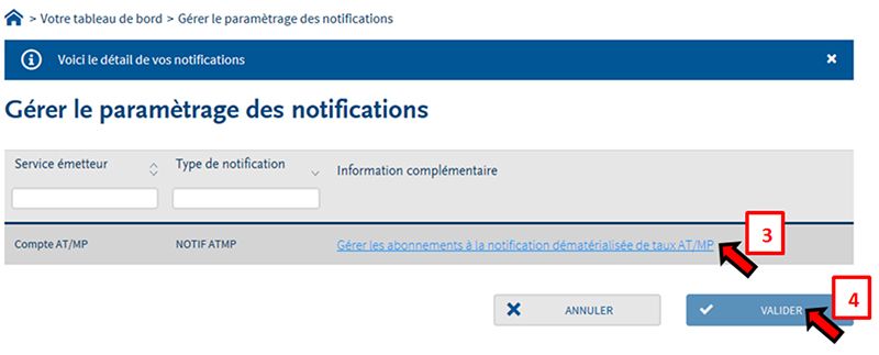 Net-entreprises.fr - Portail des déclarations sociales en ligne : inscription à la dématérialisation de la notification, gérer les abonnements