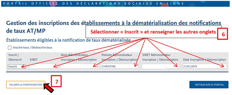 Net-entreprises.fr - Portail des déclarations sociales en ligne : inscription à la dématérialisation de la notification, gérer les inscriptions